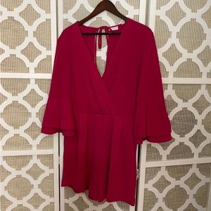 LIKE NEW Fuschia New York & Co. Shorts Romper ~ Sz. M
